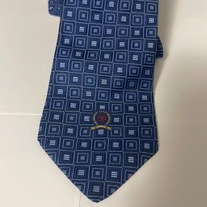 Blue Patterned Crest Tommy Hilfiger Tie